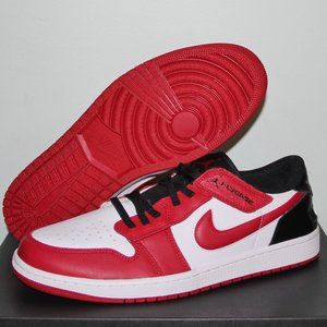 Nike Air Jordan 1 Low Flyease White Gym Red Shoes Mens 14